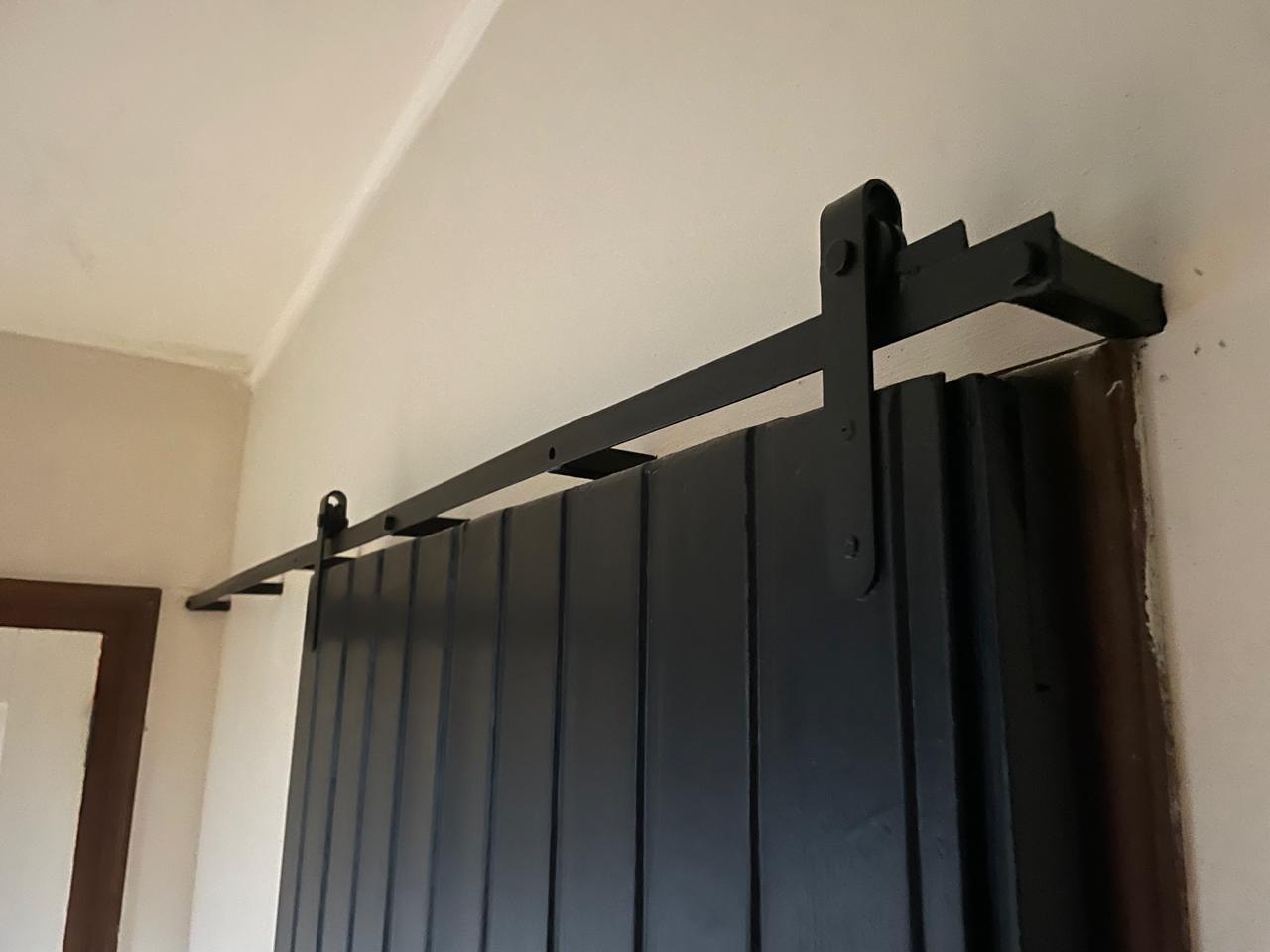 Sliding door wood finish close-up